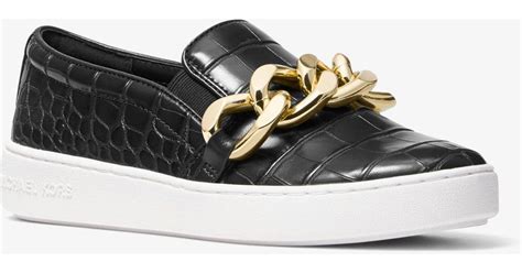 michael michael kors keaton crocodile embossed slip-on sneaker|Keaton Embellished Crocodile Embossed Slip.